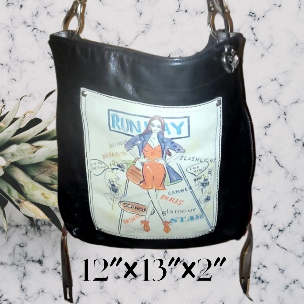 Brighton Black leather shoulder bag